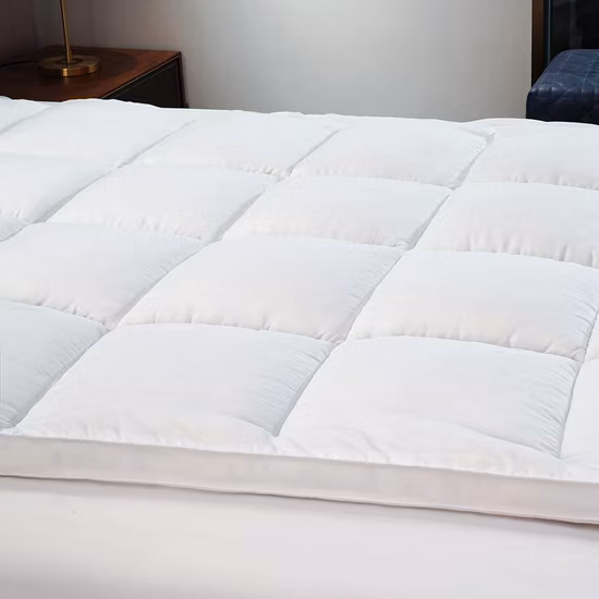 Surmatelas de lit d'hôtel Oeko en duvet de canard, fabricant de surmatelas en plumes d'oie, surmatelas à bandes élastiques, surmatelas de qualité supérieure